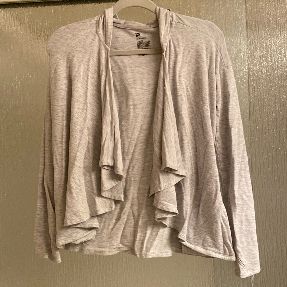 🛑 large gray jacket soft stretchy hood with pockets.